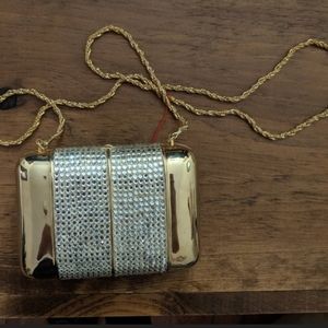 1980s rhinestone gold clutch